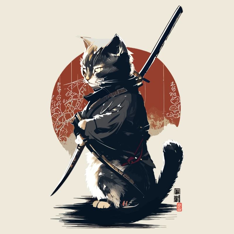 Kawaii Neko Samurai : chat samouraï
