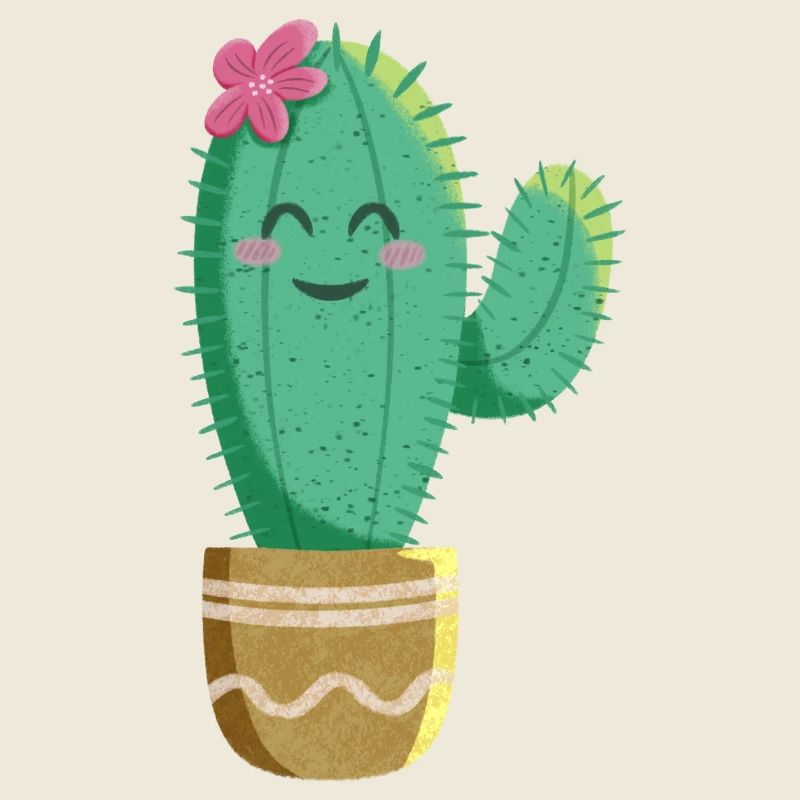 Cute Cactus with Flower
