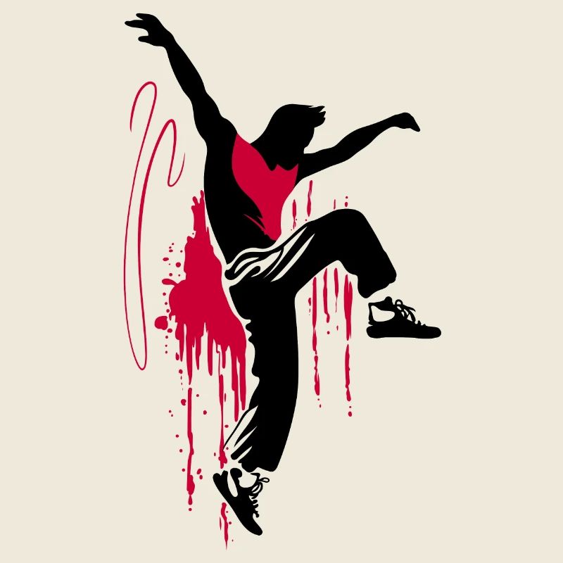 Breakdancer Dancer Silhouette in Red Black