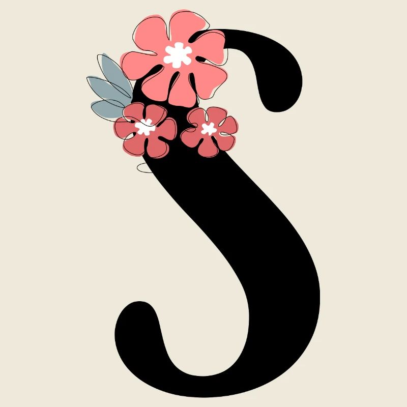 Letter S Minimalist Flowers