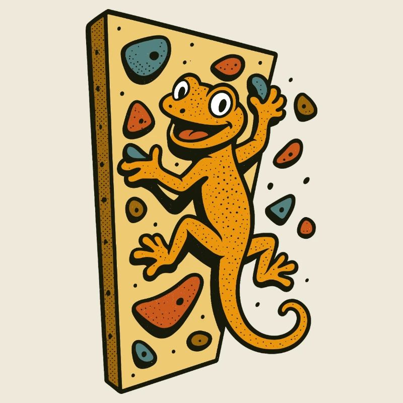 Bouldern Gecko Echse Klettern Retro Geschenk