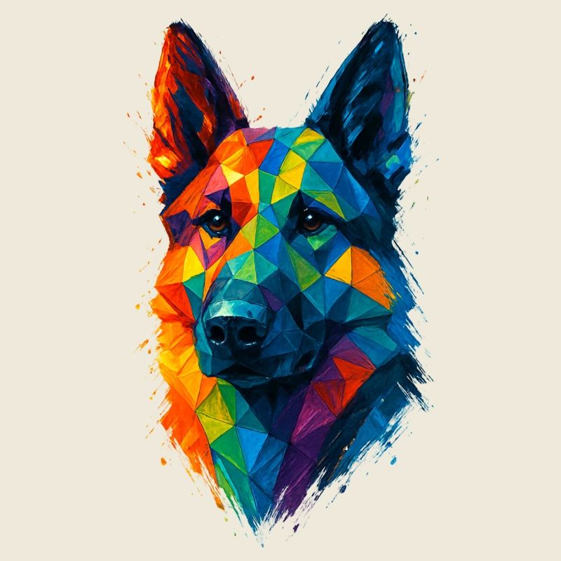 Low Poly Geometric German Shepherd Dog