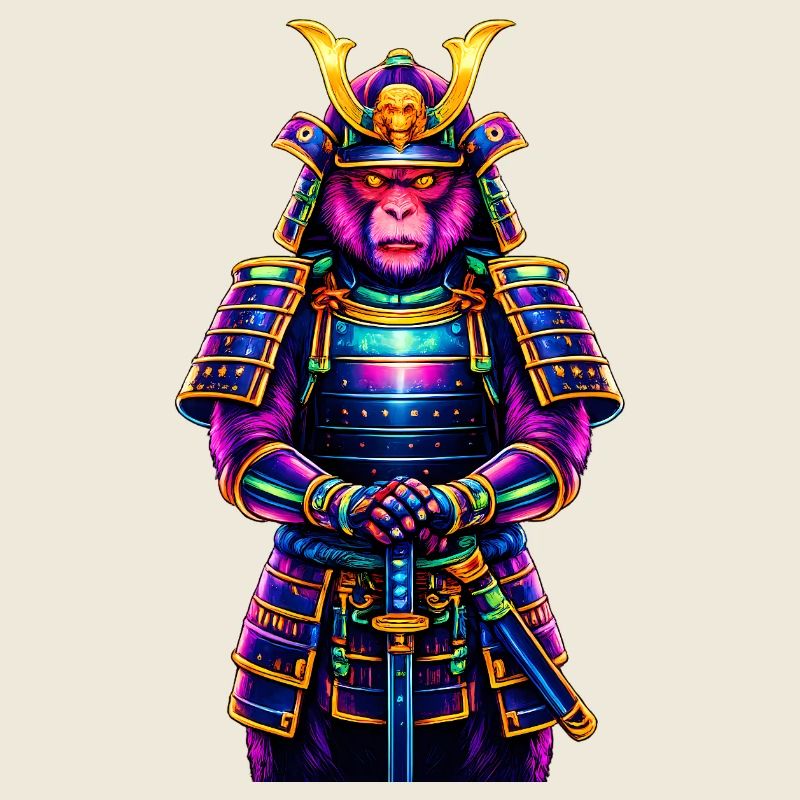Neon-Samurai-Affe Japanisches Krieger-Tier