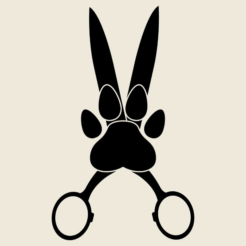 Patte de chien sur ciseaux