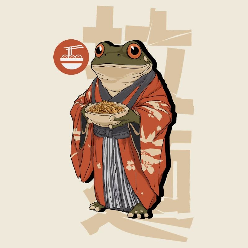 Frog eating ramen