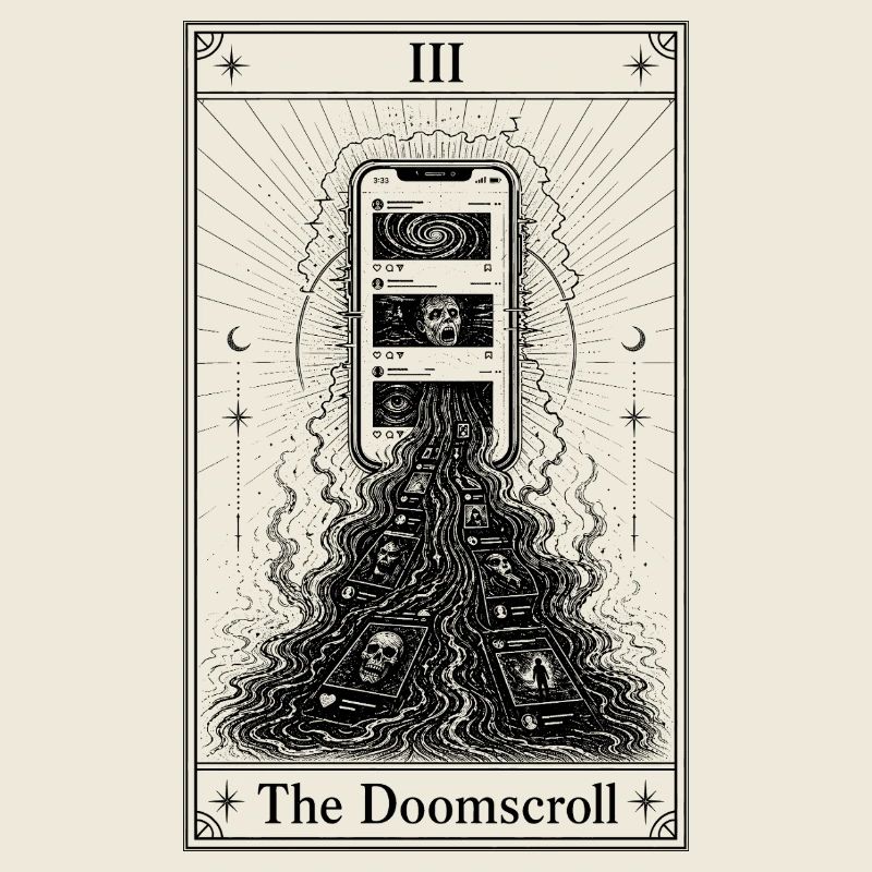 Défilement sans fin | Carte de tarot | Défilement doomscrolling