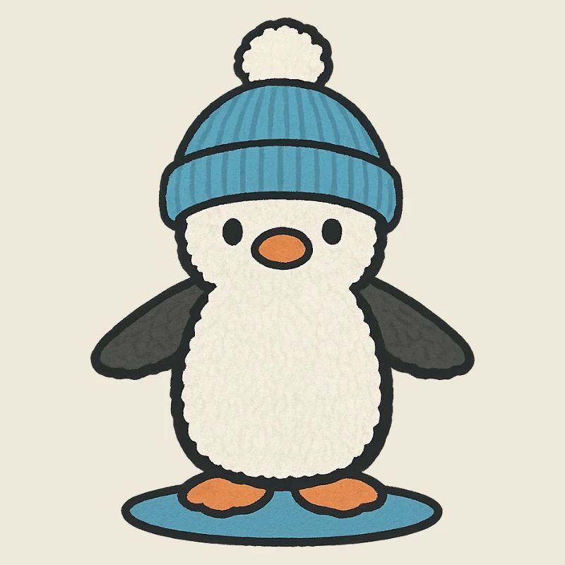 Pingouin d’hiver avec capuchon bleu – mignon