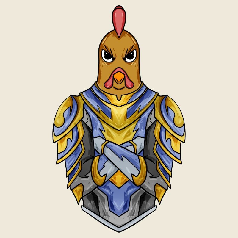Knight Chicken avec Armor Crusader