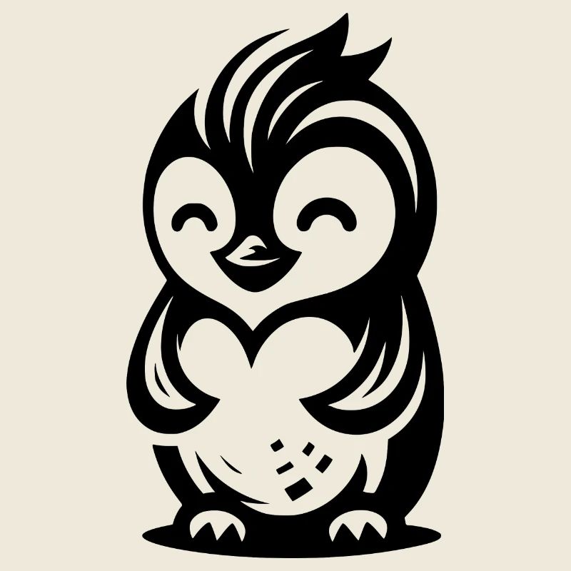 Dessin de pingouin avec une expression amicale mignonne