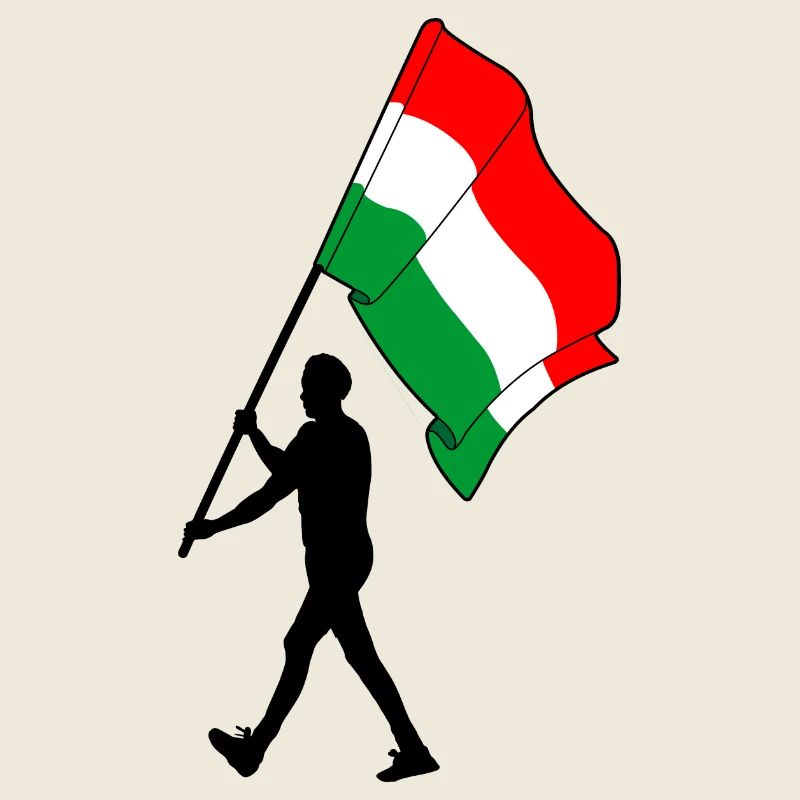 Flag Hungary man walking