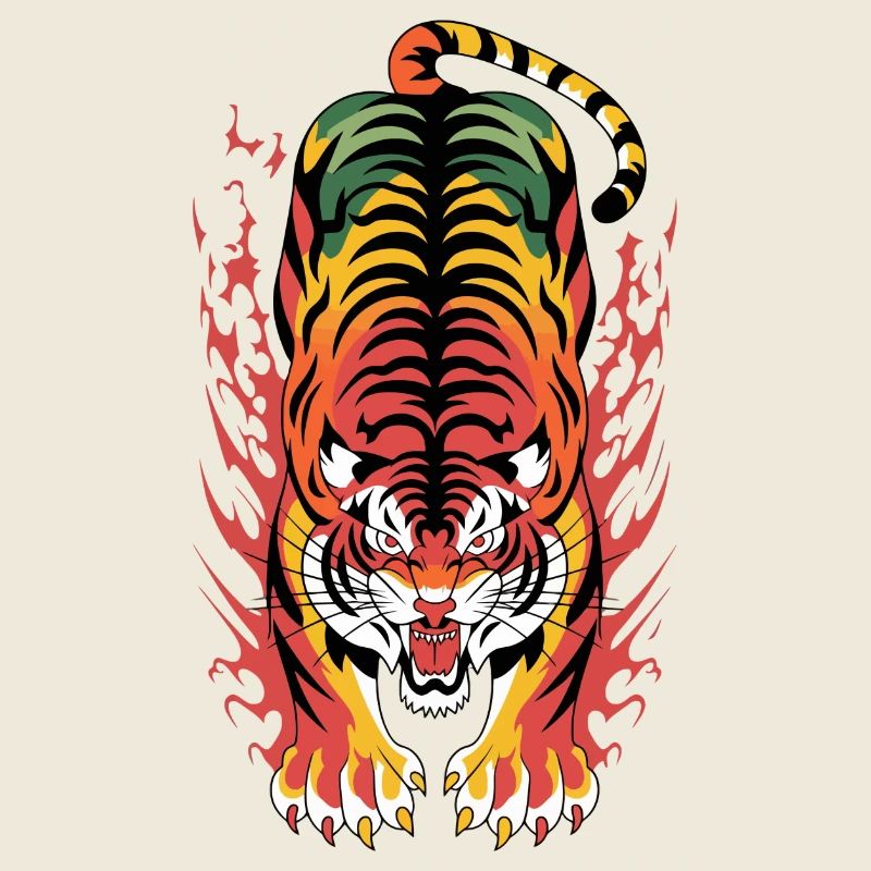 Flammenplatsch der Flammenflamme des lodernden Tigers