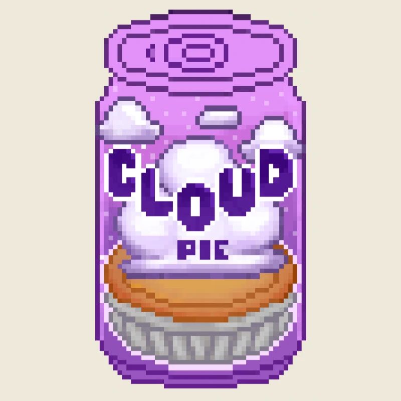 Cloud Pie Pixel Art - Conception de canette de soda violette