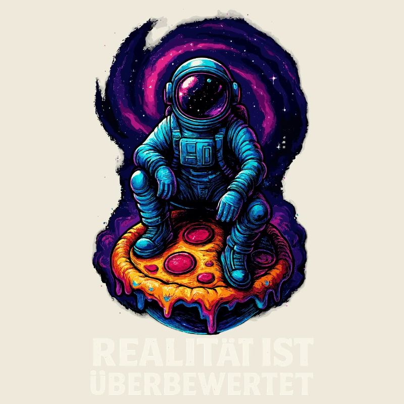Astronaute sur une pizza dans le cosmos