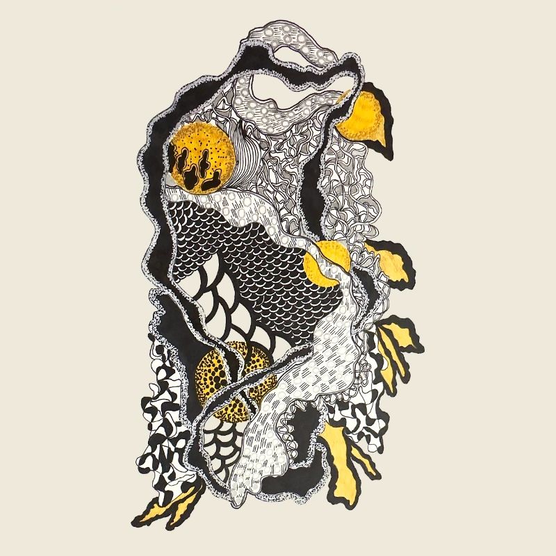 Koi Water Dream in Line Art