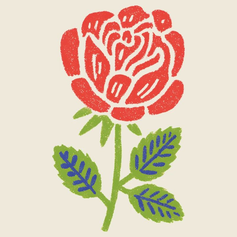 Graphique de la rose rouge avec feuilles
