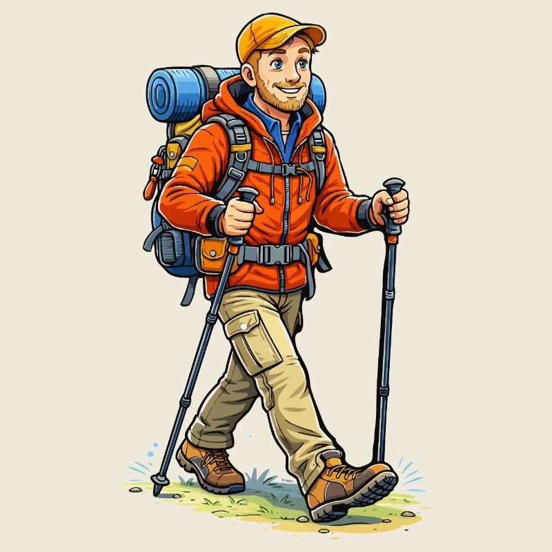 Adventurous hiker with backpack
