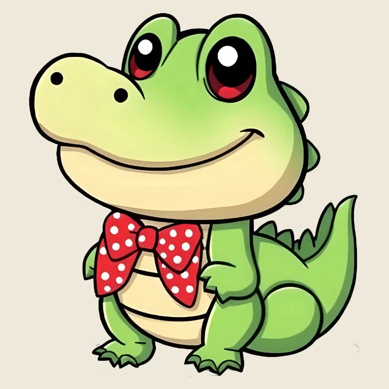 cute comic crocodile with red tie