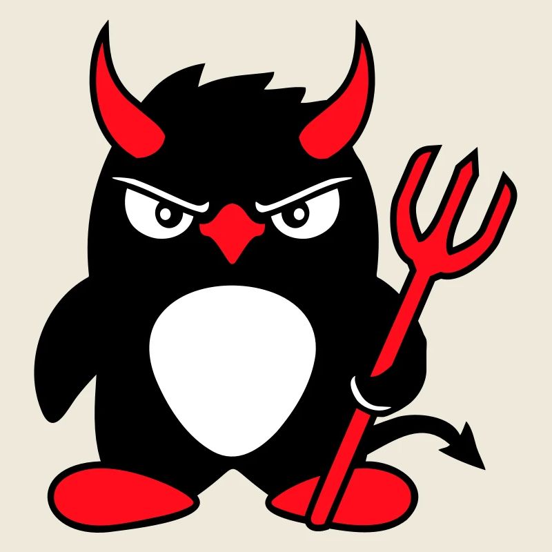 Penguin Devil Horns Trident Hell Evil Satan