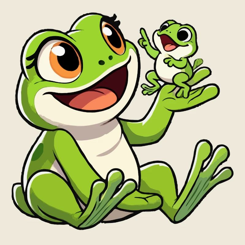 Froschmutter mit herumtollendem Kind