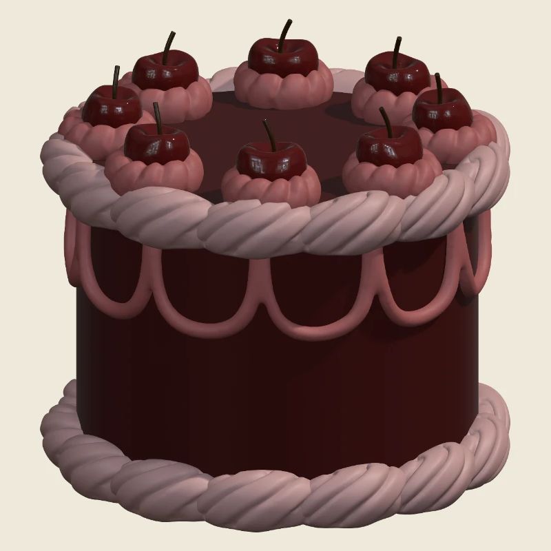 3d cherry vintage cake