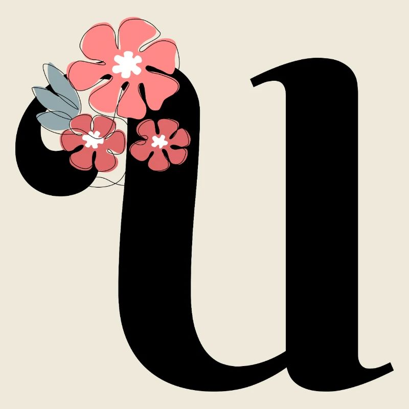Lettre u fleurs minimalistes