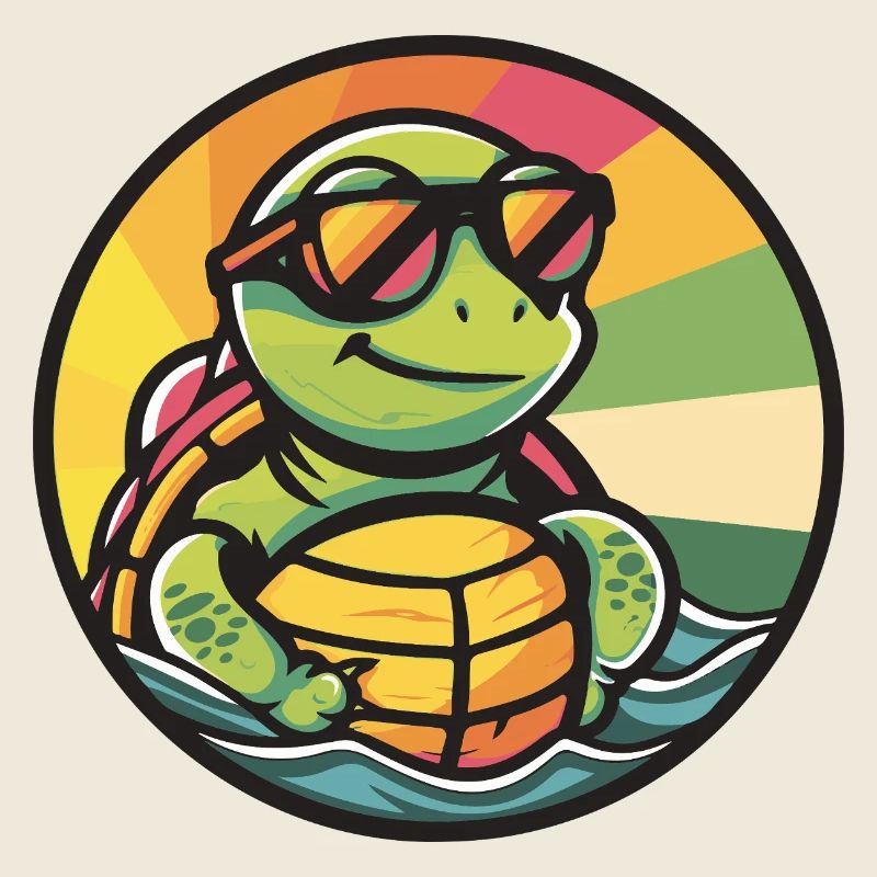 Turtle Comic Cool Summer