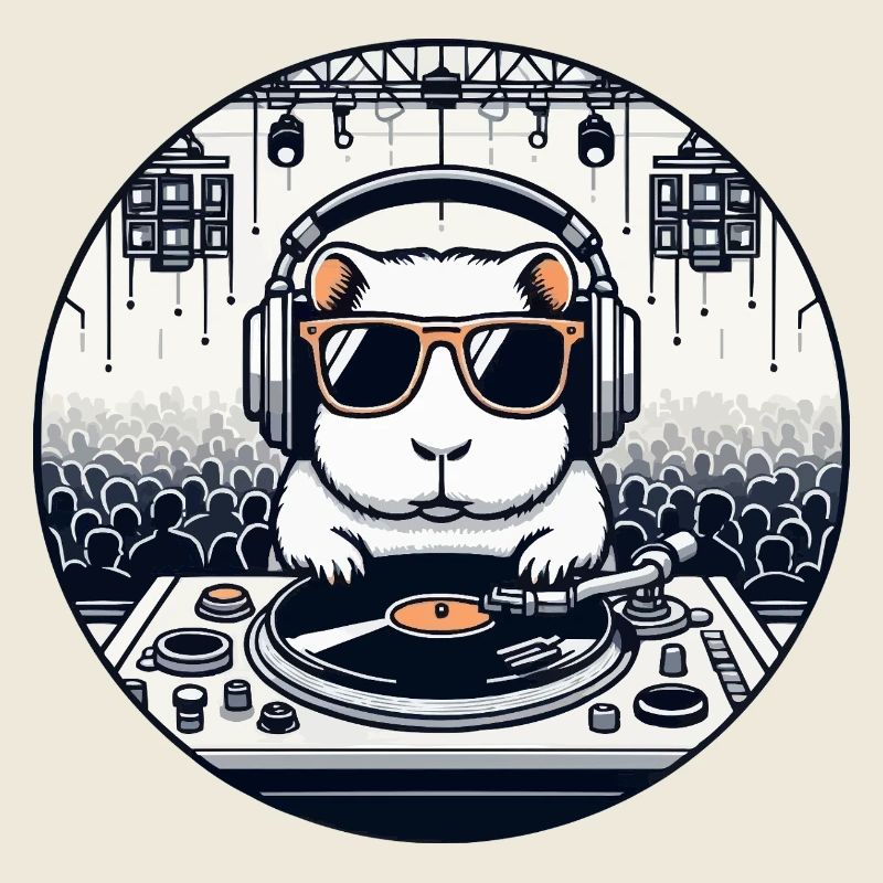 DJ Guinea Pig auf einer Techno-Party 🐹🎧🔥