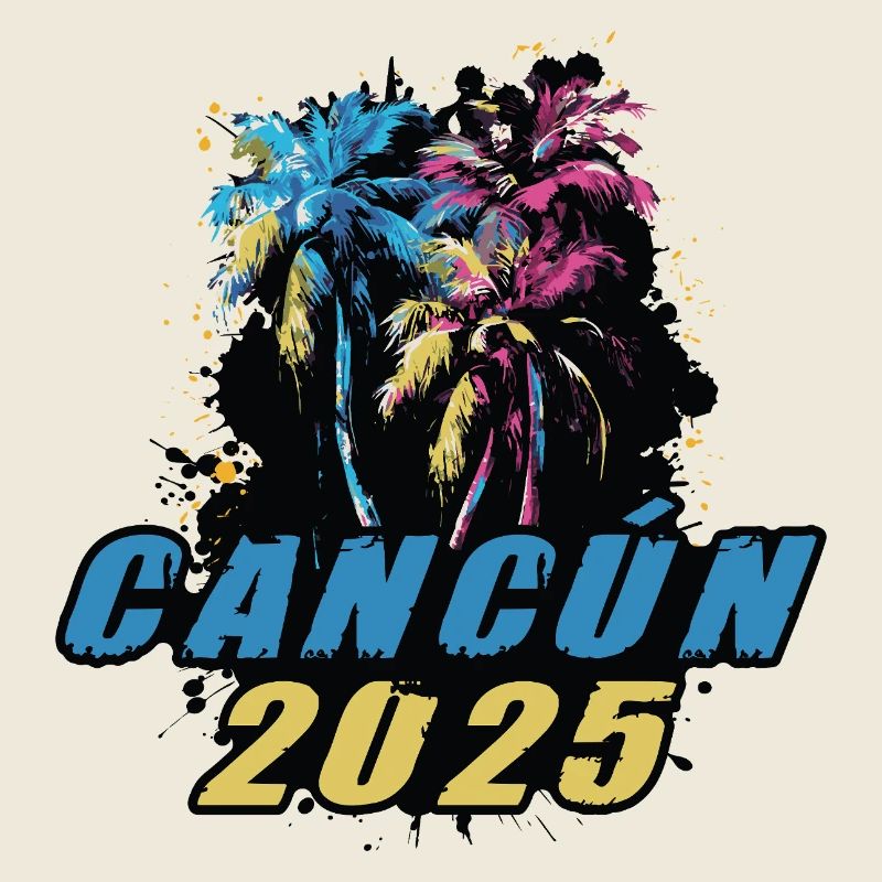 Cancun 2025 Urlaub Palmen Bunt