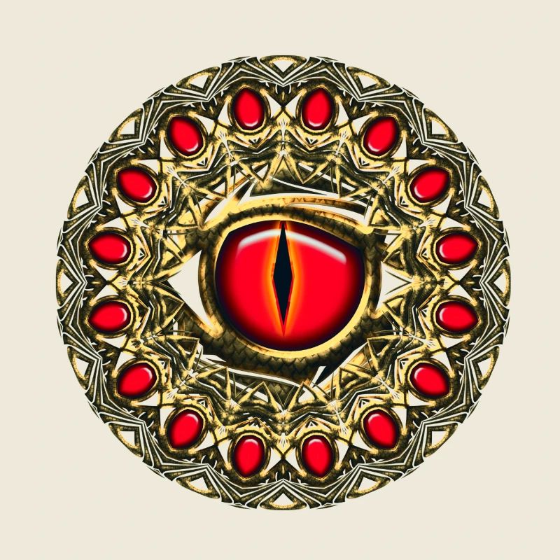 Oeil dragon Symbole magique 4 éléments puissance