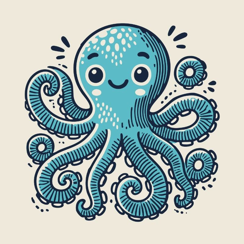 Octopus Turquoise - Mignon et ludique