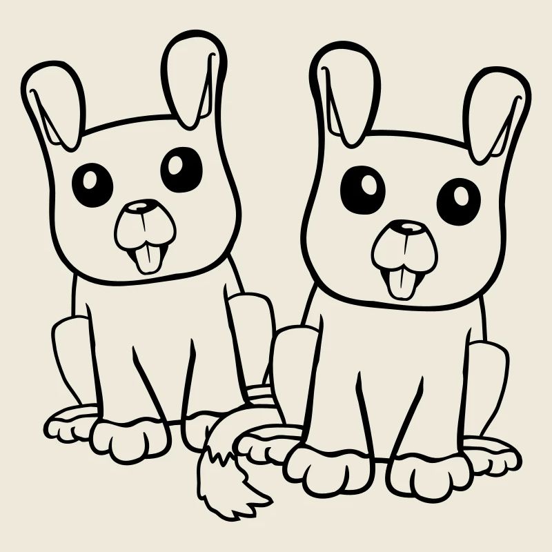 2 Hunde Team Sitzen Zwei Freunde Crew Glücklich