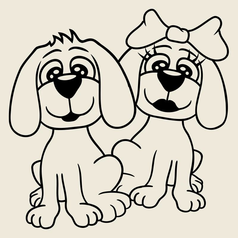 2 Équipe de chiens Deux amis Amour Couple Amoureux