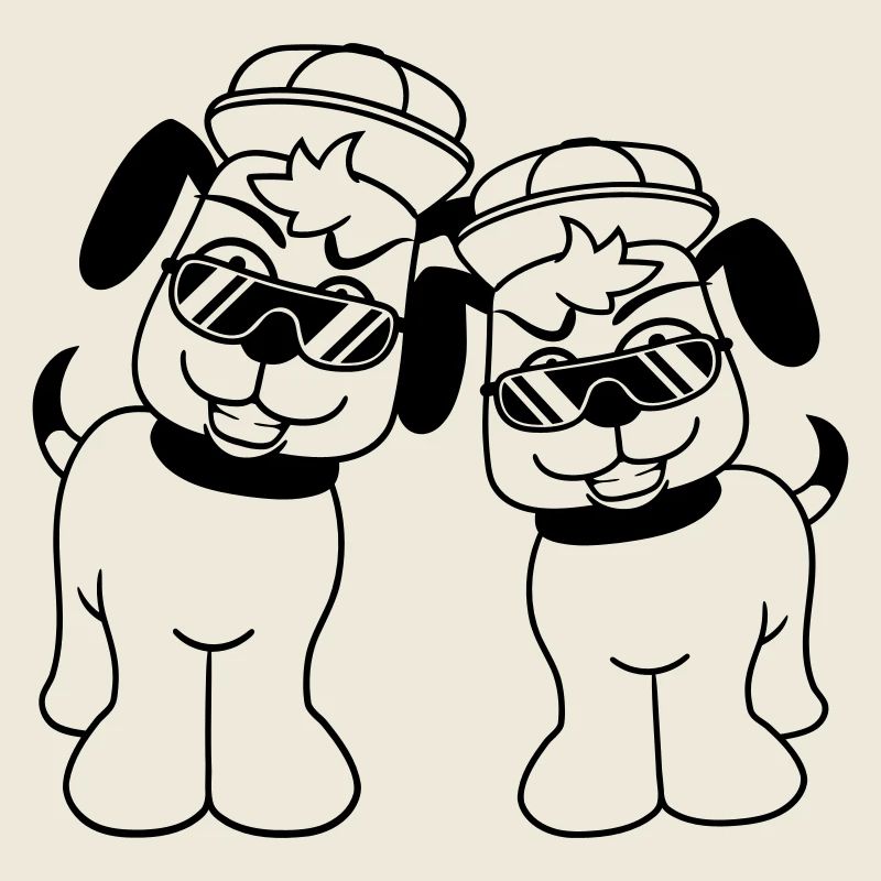 2 DJ chiens lunettes de soleil adolescent casquette casquette équipe