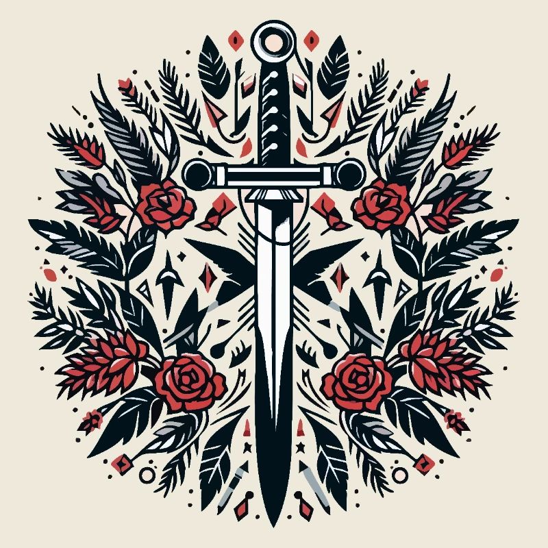 Une épée parmi les fleurs