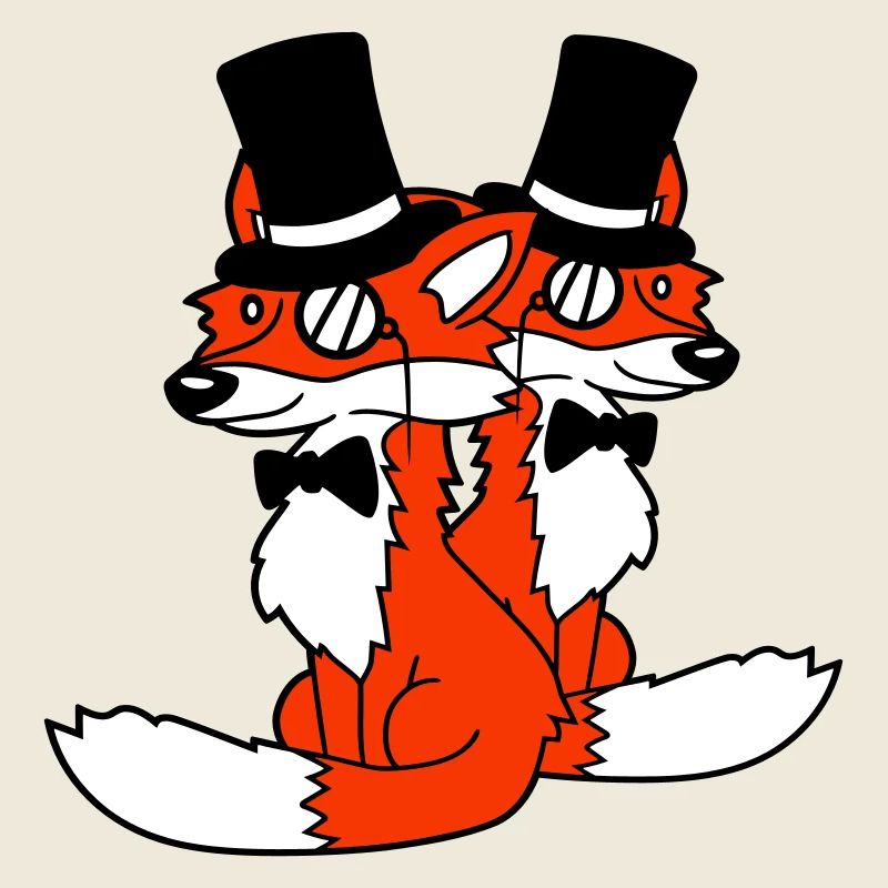 2 Foxes Friends Top Hat Men's Monocle Glasses