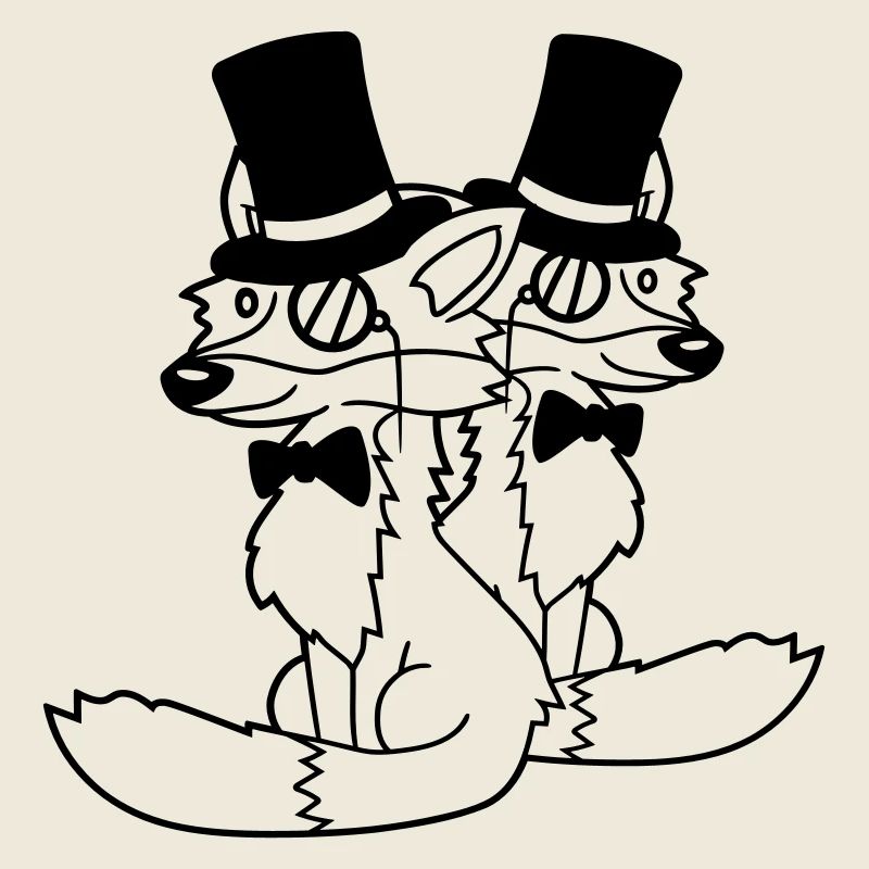 2 Foxes Friends Top Hat Men's Monocle Glasses