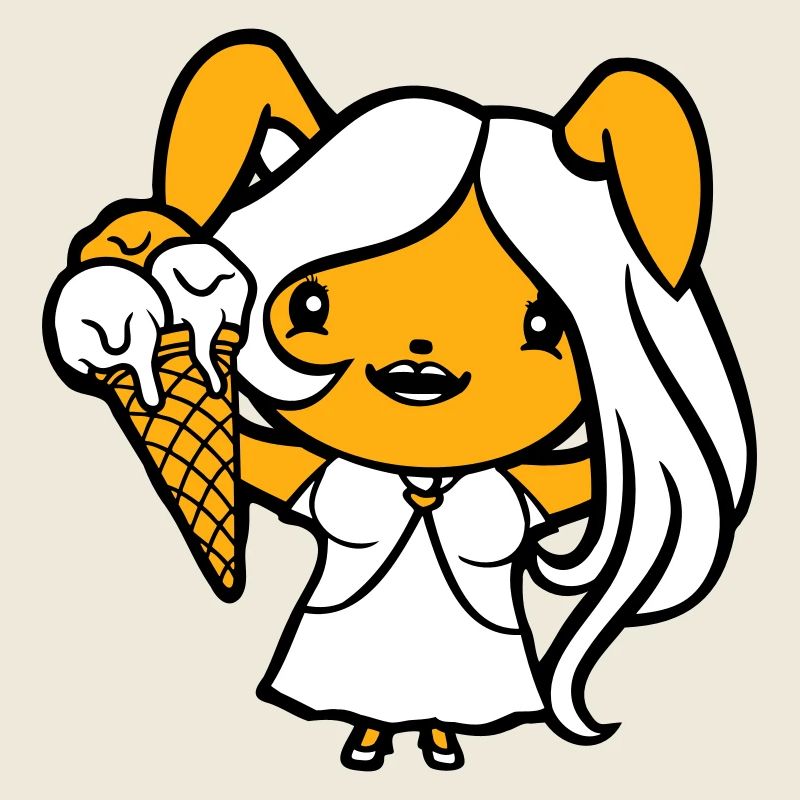 Hase isst Eis Waffel Eiscreme lecker Mädchen Frau