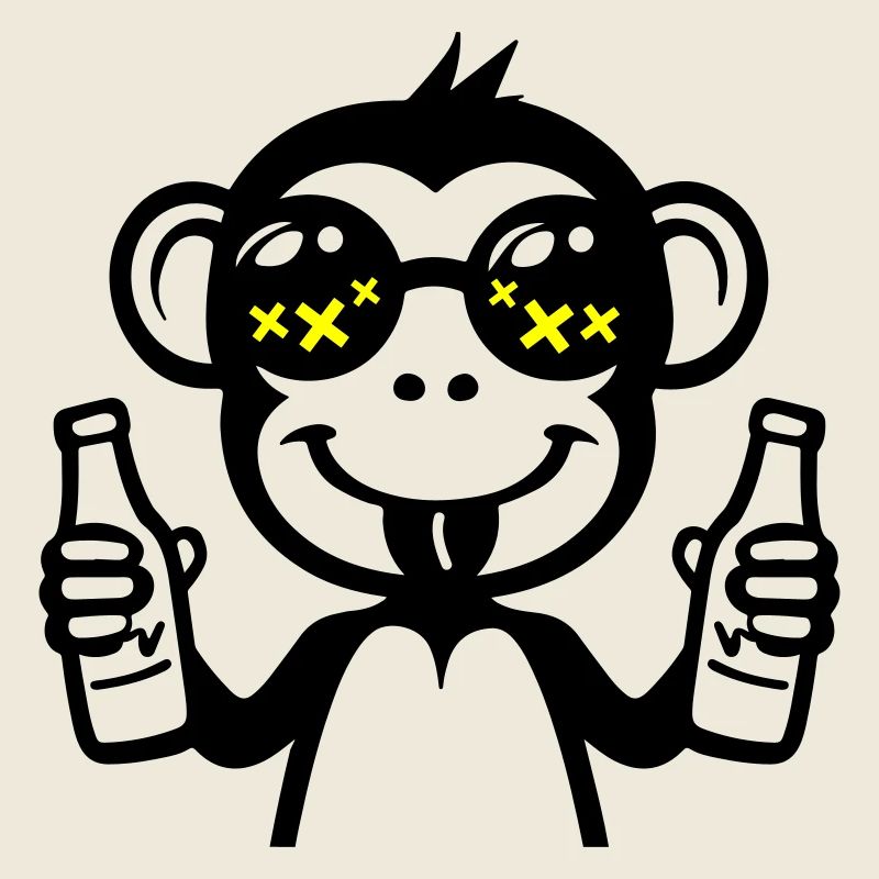 Monkey Drinking Funny Beer
