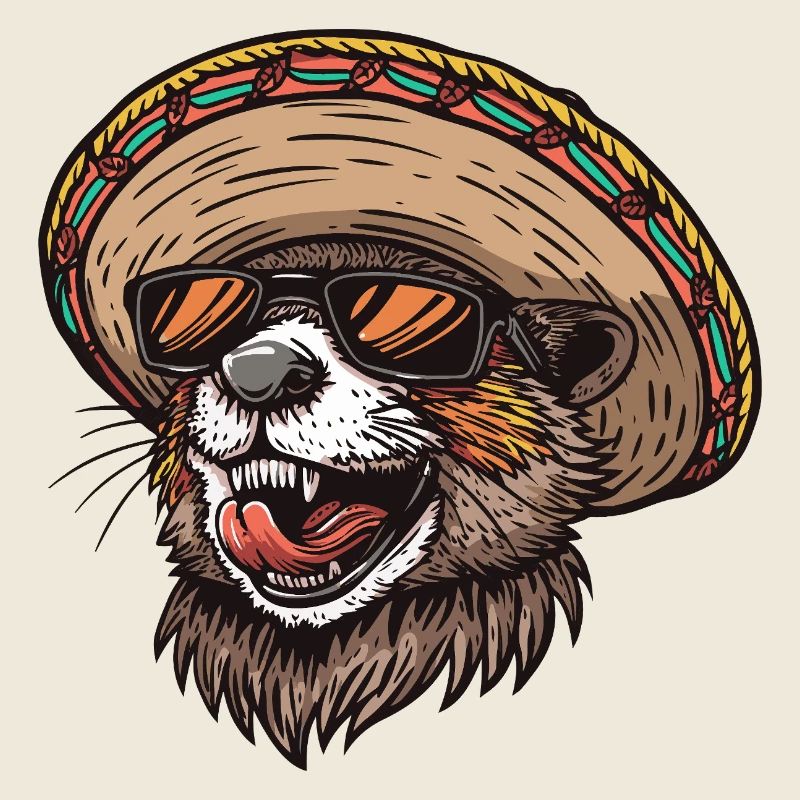 Beaver Comic Funny Sombrero