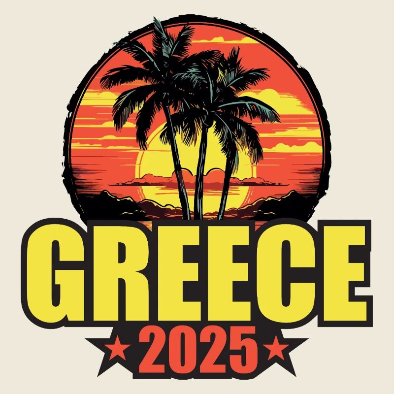 Greece 2025 Holiday Palm Trees Colorful
