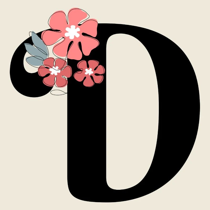 Lettre d fleurs minimalistes