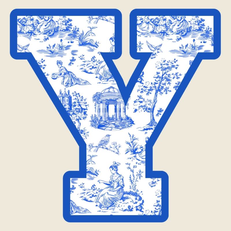 Letter y blue chinoiserie