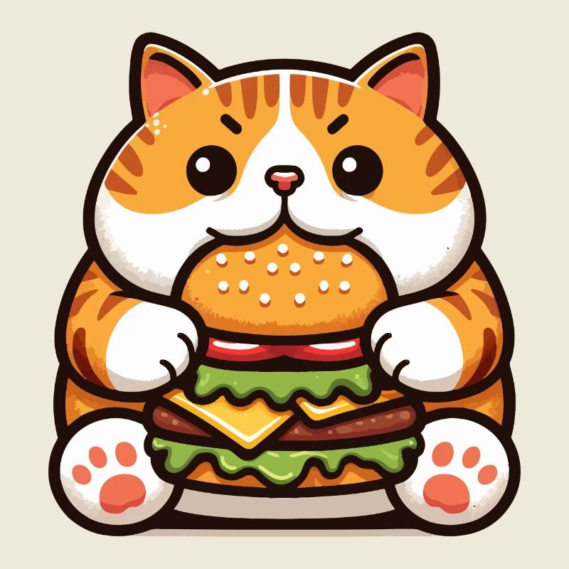 Cat Eats Burger