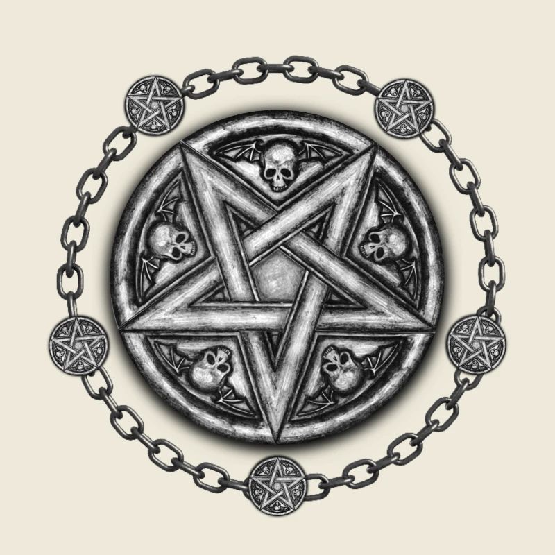 Five Pointed Star Medallion - Skulls & Chains.