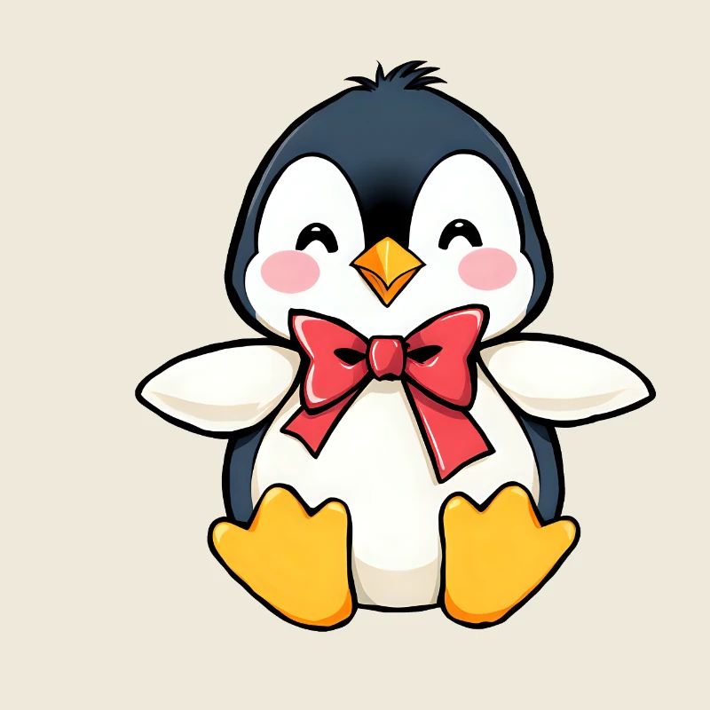 Charming Penguin with Red Bow Tie