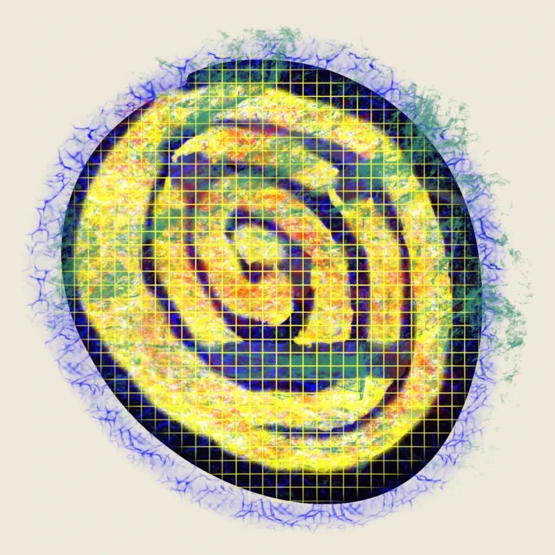 Yellow creative spiral with check pattern