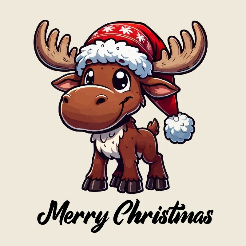 Deer Comic Christmas Moose