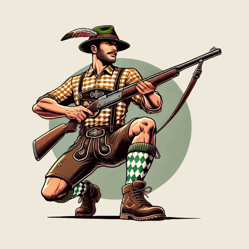 German Bavarian hunter on a driven hunt