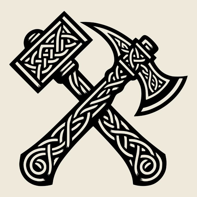 Axe and hammer in Celtic knots