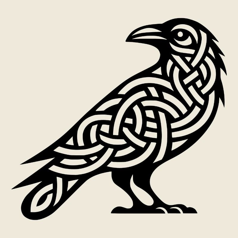 Mysterious Raven Bird in Celtic Style